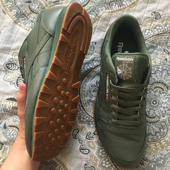 olive green reebok sneakers